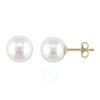 AMOUR AMOUR 8 - 8.5 MM CULTURED FRESHWATER PEARL STUD EARRINGS IN 10K YELLOW GOLD
