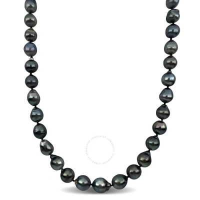 Amour 8-10mm Black Tahitian Cultured Pearl Necklace In Sterling Silver In White