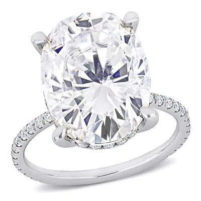 Pre-owned Amour 8 1/10 Ct Dew Oval Created Moissanite Engagement Ring In 10k White Gold