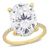 AMOUR AMOUR 8 1/10 CT DEW OVAL CREATED MOISSANITE ENGAGEMENT RING IN 10K YELLOW GOLD