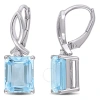 AMOUR AMOUR 8 1/4 CT TGW OCTAGON SKY-BLUE TOPAZ AND WHITE TOPAZ LEVERBACK EARRINGS IN STERLING SILVER