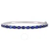 AMOUR AMOUR 8-1/4 CT TGW OVAL-CUT CREATED BLUE SAPPHIRE BANGLE IN STERLING SILVER
