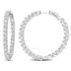 AMOUR AMOUR 8 3/8 CT TGW CREATED WHITE SAPPHIRE INSIDE-OUTSIDE HOOP EARRINGS IN STERLING SILVER