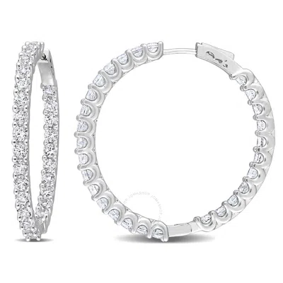 Amour 8 3/8 Ct Tgw Created White Sapphire Inside-outside Hoop Earrings In Sterling Silver