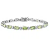 Amour 8 4/5 Ct Tgw Peridot And Diamond Bracelet In Sterling Silver In White