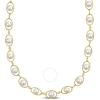 AMOUR AMOUR 8-8.5MM CULTURED FRESHWATER PEARL AND 1/3 CT TGW CUBIC ZIRCONIA HALO NECKLACE IN YELLOW PLATED