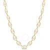AMOUR AMOUR 8-8.5MM FRESHWATER CULTURED PEARL AND 1/3 CT TGW CUBIC ZIRCONIA OVAL LINK NECKLACE IN 18K YELL