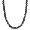 AMOUR AMOUR 8-8.5MM OFF-ROUND BLACK FRESHWATER CULTURED MEN'S PEARL NECKLACE WITH LARGE STERLING SILVER LO