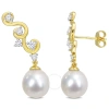 AMOUR AMOUR 8-9MM SOUTH SEA CULTURED PEARL AND 5/8 CT TGW CREATED WHITE SAPPHIRE INFINITY DROP EARRINGS IN