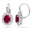 Amour 8 Ct Tgw Created Ruby And White Sapphire Leverback Earrings In Sterling Silver In Ruby / Silver / White