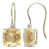 Amour 8 Ct Tgw Cushion Cut Checkerboard Citrine Earrings With Diamonds In 10k Yellow Gold In Yellow