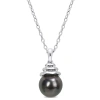 Amour 8.5-9mm Freshwater Cultured Pearl And 1 1/3 Ct Tgw Created White Sapphire Floral Pendant In St In White