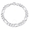 AMOUR AMOUR 8.9MM FLAT FIGARO CHAIN ANKLET IN STERLING SILVER