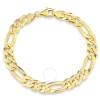 AMOUR AMOUR 8.9MM FLAT FIGARO CHAIN BRACELET IN YELLOW PLATED STERLING SILVER