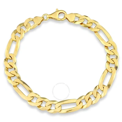 Amour 8.9mm Flat Figaro Chain Bracelet In Yellow Plated Sterling Silver