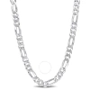 AMOUR AMOUR 8.9MM FLAT FIGARO CHAIN NECKLACE IN STERLING SILVER