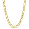 Amour 8.9mm Flat Figaro Chain Necklace In Yellow Plated Sterling Silver In Yellow