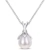 Amour 8.5-9mm Freshwater Cultured Pearl Drop Pendant With Chain In Sterling Silver In White
