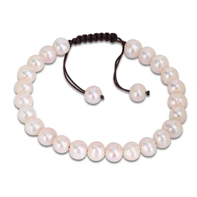 Amour 8-9mm Cultured Freshwater Pearl Adjustable Bracelet - 9 In In White