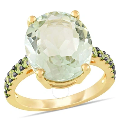Amour 8ct Tgw Green Quartz Peridot Cocktail Ring In Yellow Sterling Silver With Black Rhodium