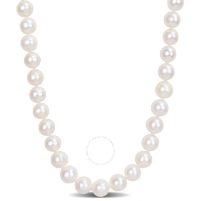 Amour 9 - 10 Mm Freshwater Cultured Pearl Strand With Silvertone Clasp In White