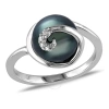 AMOUR AMOUR 9 - 9.5 MM BLACK TAHITIAN PEARL SWIRL RING IN STERLING SILVER