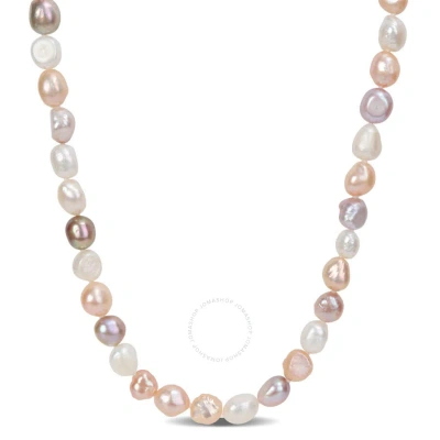 Amour 9-10mm Multi-color Freshwater Cultured Pearl Endless Necklace In Gold