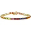 Amour 9 1/10 Ct Tgw Multi-gemstone Tennis Bracelet In Yellow Plated Sterling Silver In Yellow