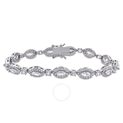 Amour 9 1/2 Ct Tgw Marquise Created White Sapphire Bracelet In Sterling Silver