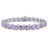 Amour 9 5/8 Ct Tgw Amethyst And Diamond Bracelet In Sterling Silver In White