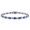 AMOUR AMOUR 9 7/8 CT TGW CREATED BLUE SAPPHIRE AND DIAMOND BRACELET IN STERLING SILVER