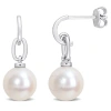 AMOUR AMOUR 9-9.5MM FRESHWATER CULTURED PEARL DROP EARRINGS IN STERLING SILVER