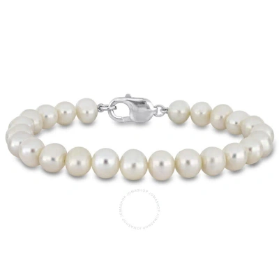 Amour 9-9.5mm Men's Freshwater Cultured Pearl Bracelet In Sterling Silver - 9 In. In White
