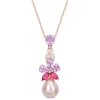 AMOUR AMOUR 9.5-10MM PINK FRESHWATER CULTURED PEARL 2 3/8 CT TGW ROSE DE FRANCE AND WHITE AND PINK TOPAZ F