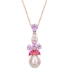 Amour 9.5-10mm Pink Freshwater Cultured Pearl 2 3/8 Ct Tgw Rose De France And White And Pink Topaz F In Pink