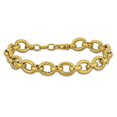 Pre-owned Amour 9.5mm Twisted And Polished Oval Link Bracelet In 14k Yellow Gold - 8 In