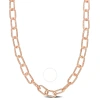 AMOUR AMOUR 9MM FANCY PAPERCLIP CHAIN NECKLACE IN ROSE PLATED STERLING SILVER