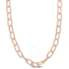 Amour 9mm Fancy Paperclip Chain Necklace In Rose Plated Sterling Silver In Rose Gold-tone