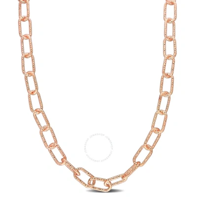 Amour 9mm Fancy Paperclip Chain Necklace In Rose Plated Sterling Silver In Gold