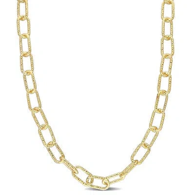 Pre-owned Amour 9mm Fancy Paperclip Chain Necklace In Yellow Plated Sterling Silver, 32 In
