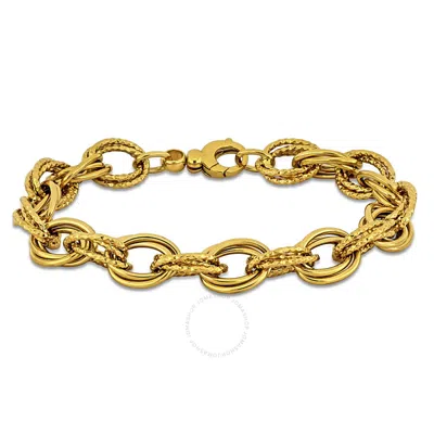 Amour 9mm Hammered And Polished Oval Link Bracelet In 14k Yellow Gold - 7.5 In