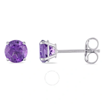 Amour Amethyst Stud Earrings In 14k White Gold