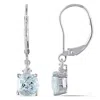 Amour Aquamarine Leverback Earrings With Diamonds In 10k White Gold In White