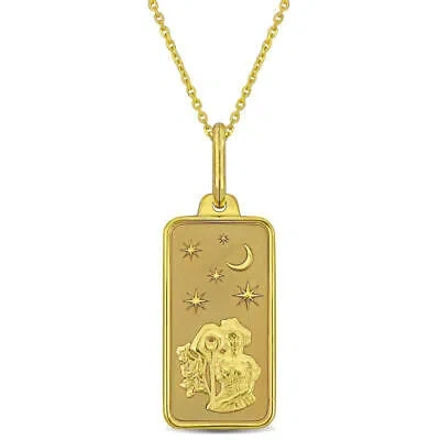 Pre-owned Amour Aquarius Horoscope Necklace In 10k Yellow Gold