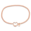 AMOUR AMOUR BEAD LINK BRACELET IN PINK PLATED STERLING SILVER WITH HEART CLASP