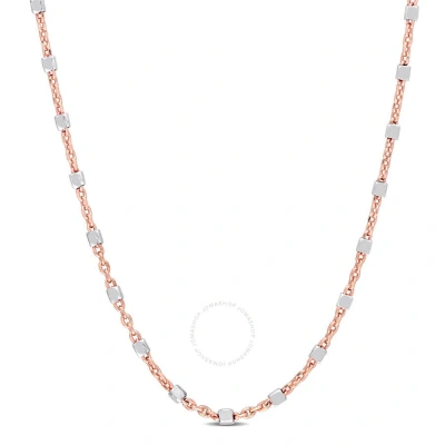 Amour Beaded Chain Necklace In Rose Plated Sterling Silver In Gold