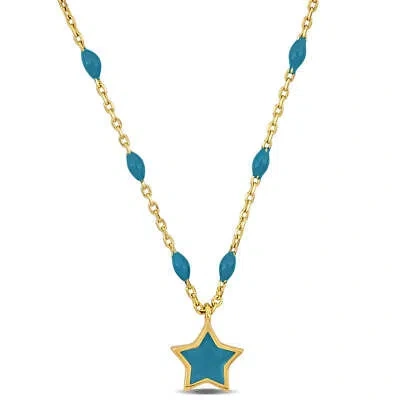 Pre-owned Amour Blue Star Necklace In 14k Yellow Gold