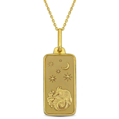 Amour Capricorn Horoscope Necklace In 10k Yellow Gold In Blue