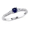 Amour Created Blue And Created White Sapphire And Diamond Accent Ring In Sterling Silver In Silver