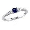 AMOUR AMOUR CREATED BLUE AND CREATED WHITE SAPPHIRE AND DIAMOND ACCENT RING IN STERLING SILVER
